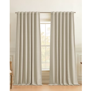 Sun+Blk 100% Blackout Sand Curtains For Bedroom And Living Room, Thermal & Noise Insulation, Energy Saving Design With Linen Texture, 2 Panel Set, Size:52" x 95"