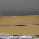 Recliner Table, Over The Bed Table with Wheels, Adjustable Width & Height, with Split-Tilt Design & 4 Caster Wheels with Brakes (White Base & Wood Grain Tabletop)