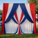 HunnmingRe 6 Pcs 4th of July Backdrop Decorations 2.5 x 10 ft Patriotic 250th Anniversary Red White Blue Background Curtain Memorial Day Backdrop for Independence Day Outdoor Decor