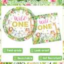 Wild One Birthday Party Supplies for 40 Guests - 80 Pcs Jungle Safari Theme Disposable Plates & Napkins Set, 7" Floral Animal Plates and Napkins for Girl’s 1st Birthday,Baby Shower,Jungle Theme Party