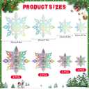 Christmas Snowflake Hanging Decorations, 12 Pcs 3D Silver Paper Snowflakes, Snow Flakes Garland Ornament for Ceiling Xmas Frozen Winter New Year Holiday Birthday Home Office Classroom Party Decor