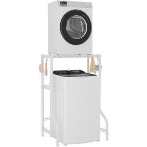 U16 Upgraded Washer Dryer Stacking Rack for Narrow Laundry Room and Bathroom, Metal Over Washer and Dryer Storage Shelves for Saving Space, 29.5" W x 23.6" D x 53.1" H, White