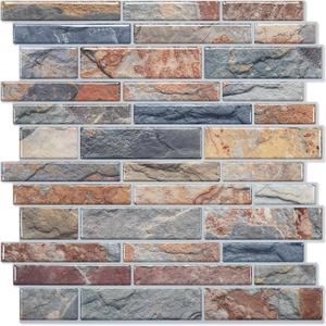 STICKGOO Thicker Design Peel and Stick Tile Backsplash, 1212 Stick on Backsplash for Kitchen, Self Adhesive Tile Stickers for Kitchen Backsplash and Bathroom(10 Sheets, Vintage Stone) (12in X 12in)