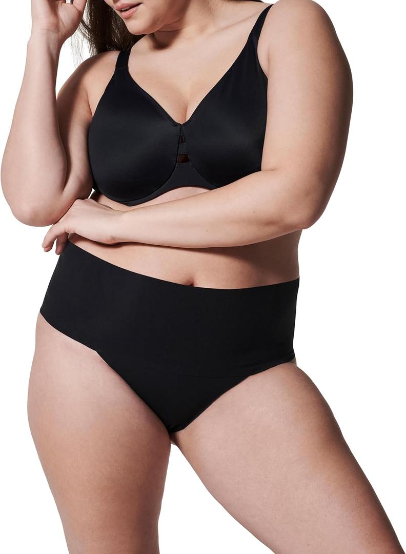 SPANX SPANXsupersmooth Undie-tectable Thong - Comfortable Core Control - Invisible Shapewear - Women No Show Thong Underwear (Black)