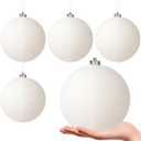 4 Pcs 6 inch Extra Large White Christmas Ornaments Balls Plastic Giant Jumbo Shiny Xmas Tree Hanging Decoration for Home Outside Holiday Lawn Yard Party (4, White, 6 in)