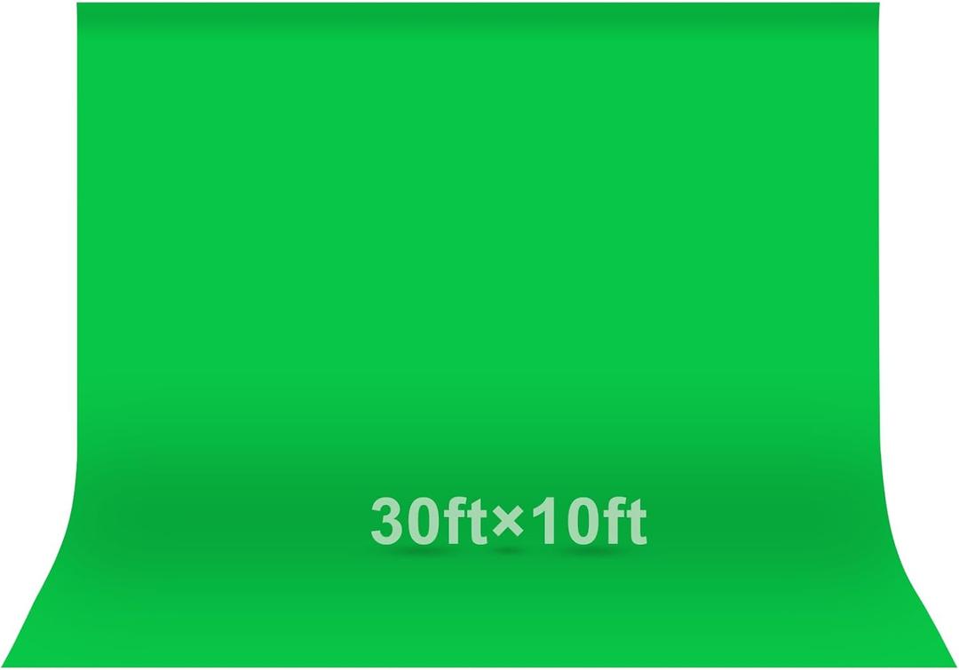 EMART Green Screen Photo Backdrop, 30x10 ft Photoshoot Backdrop Chroma Key Green Screen Polyester Cloth Fabric Curtain for Background Removal, Zoom Meeting, Photo Video Studio, Live Streaming