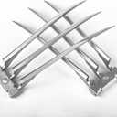 Superhero Claws, Wolverine Claws with Plastic Handles for Adults, Wolf Claws for Halloween Cosplay Props, Set of 2, One Pair Silver