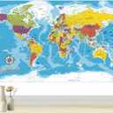 PARTH IMPEX Large World Map for Wall - 36" x 56" Huge Educational Learning Poster for Classroom, Washable Fabric Tapestry, Aesthetic School Supplies, Hanging Banner for Travel Room Decor