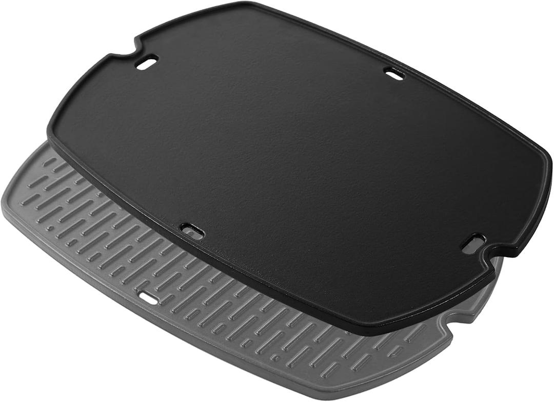 6559 Griddle Replacement Parts for Weber Q2200 Q2000 Q200 Q2400 Q220 Q240 Cast Iron Full Size Griddle Reversible Flat Top Grill Griddle Insert Plate Weber Q 200/2000 Series 396000 566002 Grill Parts