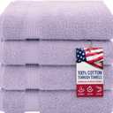 American Veteran Towel, 100% Cotton Turkish Bath Towels for Bathroom 4 Pack, 27x54 Extra Large Premium Soft Drying Bathroom Towels, Lilac