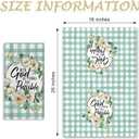 3 x Christian with God All Things are Possible Kitchen Dish Towel, Religious Inspirational Floral Drying Hand Towel Baking Cooking Cloth, Flowers Buffalo Plaid Farmhouse Home Decoration 18'' x 26''