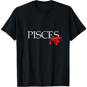 Pisces AF Zodiac Star Sign Astrology Minimalist T-Shirt Female XL