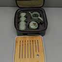 Ceramic Kungfu Tea Set - Complete Travel Tea Set with Teapot, 4 Teacups, Tea Canister, Fair Cup, Bamboo Tea Tray & Travel Bag | Portable Tea Set for Home, Office, Outdoor & Gifts (Green)