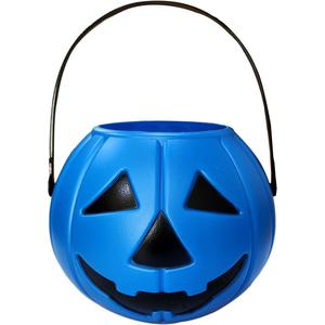 Blue Pumpkin Bucket 7.0" Halloween Plastic Trick or Treat Bucket Candy Bowl for Halloween Party Favors Supplies Props