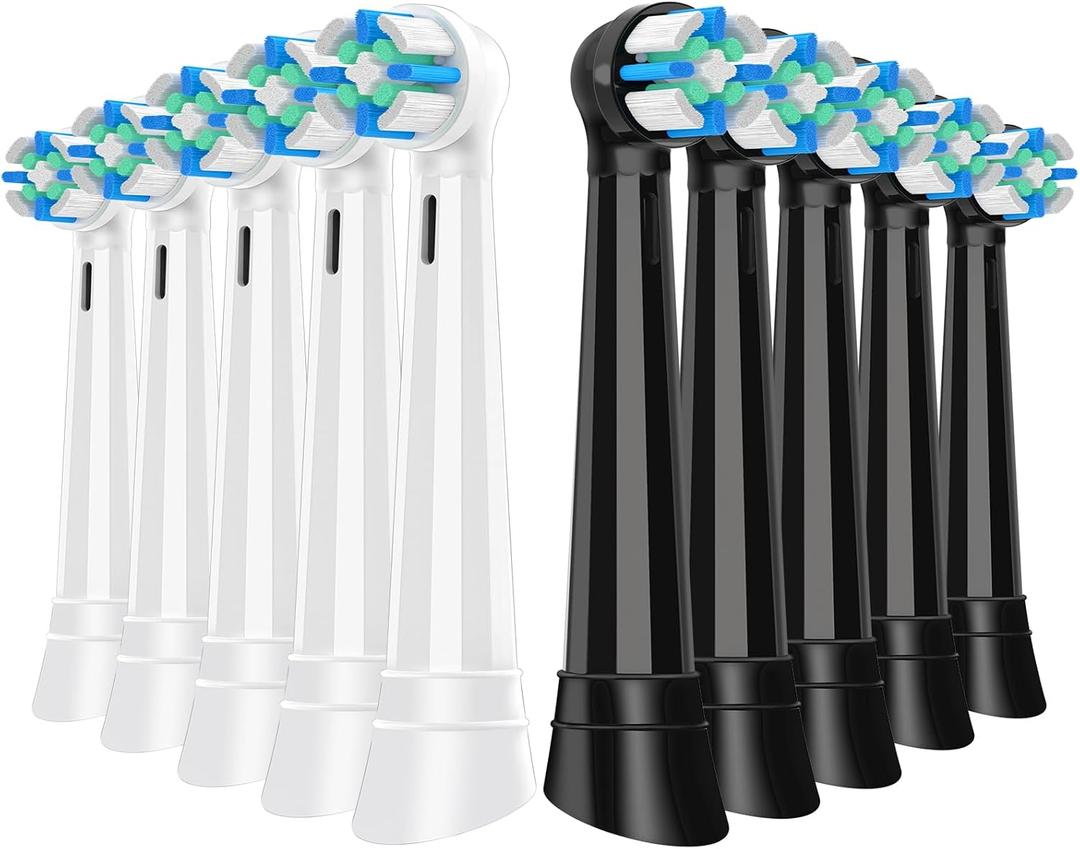 10 Pcs IO Replacement Heads Compatible with Series Electric Toothbrush, Brush Heads ompatible with 2 3 4 5 6 7 8 9 10 for Teeth Clean (Black/White)