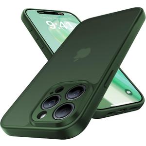 Shiiuou Shockproof for iPhone 15 Pro Max Case, [Camera Protection] [Military-Grade Drop Protection] Protective Anti-Yellow Slim Translucent Skin-Friendly for iPhone 15 Pro Max Phone Case, Forest Green