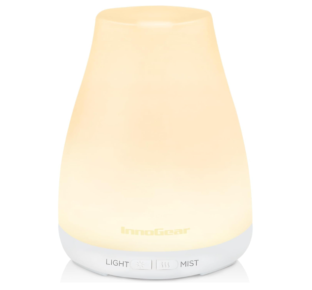 InnoGear Essential Oil Diffuser, Ultrasonic Diffusers for Home Aromatherapy Humidifier for Bedroom Room 7 Colors LED 2 Mist Mode Auto Off, Basic White