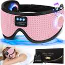 LC-dolida Sleep Headphones, White Noise Bluetooth Sleep Mask 3D Wireless Eye Mask Sleeping with Timing, Sleep Mask with Bluetooth Headphones for Side Sleepers Travel Yoga (Pink Silk)