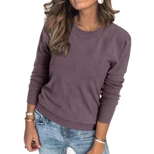 Arach&Cloz Women's Soft Knit Sweater Fall Dressy Casual Pullover Tops (XX-Large, A-gray Purple)