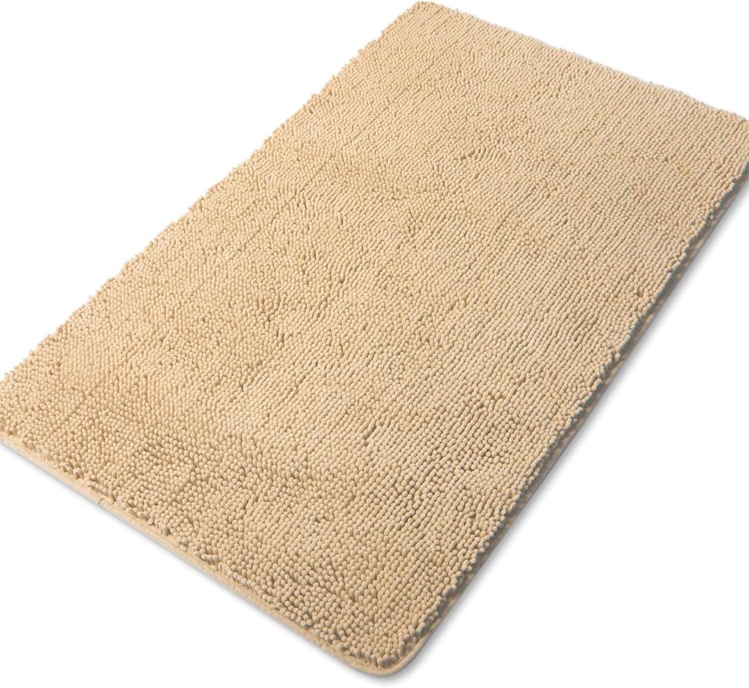 Yeaban Bathroom Runner Rug 30 x 50 Inch  Thick Chenille Long Bath Mat | Absorbent and Washable Extra Large Bath Rug Non-Slip, Soft Runner Rug for Bathroom, Shower, Sink - (Ivory Cream)