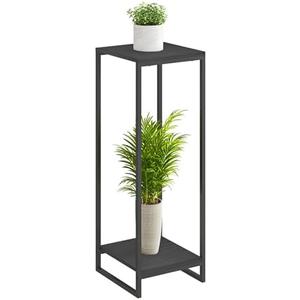 JEPRECO 34" Tall Plant Stand Indoor, 2-Tier Modern Plant Shelf, Corner Flower Pot Holder Organizer for Living Room Balcony Patio Garden (Black)