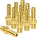 Joywayus Brass Hose Fittings 1/8" Hose Barb x 1/8" Male NPT Adapter Hose Barb to Male Pipe Fittings(Pack of 10)