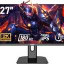 Gawfolk 27 inch 2K QHD(2560×1440) PC Screen, 180Hz Gaming Monitor, 1ms Without Bezel, FreeSync,100% sRGB, 178° Wide Viewing Angle, HDMI2.0 & DisplayPort 1.4, 75 * 75MM Wall Mount Compatible- Black
