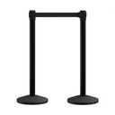 Crowd Control Warehouse CCW Series RBB-100 - Set of 2 Stanchion Retractable Belt Barriers, 11 Foot Black Belt, Black Post - Premium Crowd Control Barriers, Stanchions with Retractable Belts