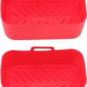 Fryer Silicone Basket, Fryer Silicone Liner Non Stick Non BPA with Brush for Cooking Accessories (Red)