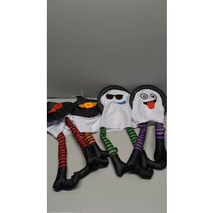 4 Pack Light Up Hanging Ghosts Halloween Decorations Outdoor, Glowing Ghosts with Witch Hats LED Halloween Ghost Lights for Yard Tree Porch Window Indoor Outdoor Party Decor