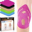 PreCut Kinesiology Tape for Knees, 12PCS Upgraded Waterproof KTQUICK Knee Tape for Knee Pain Relief Pre Cut, Original Cotton Athletic Knee Tape, Waterproof&Hypoallergenic Latex-Free for Sports (Pink)