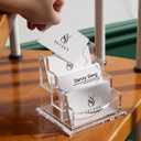 SEVENY Business Card Holder, Clear Acrylic Cards Organizer Stand for Men and Women, Business Cards Case Rack 1 Pack, Holds 180 Cards-3 Slot