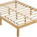 KOMFOTT Full Size Wood Platform Bed Frame, 14 Inches Wooden Mattress Foundation with Solid Rubber Wood Legs, 12 Sturdy Plywood Slats, Under-Bed Storage, No Box Spring Needed, Easy Assembly (Natural)