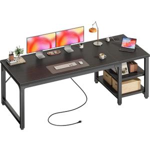 Huuger 63'' x 23.6'' Computer Desk with Power Outlets, 0.95'' Thick Desktop