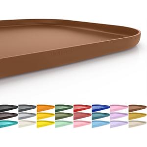 SMILOOL Silicone Pet Food Mat with Raised Edge for Food and Water Bowl, Dog Feeding Mats, Cat Food Trays for Floor Waterproof, Rubber Tray for Dogs and Cats, 19 x 12 x 0.7 Brown
