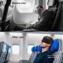 Travel Pillows for Airplanes, Airplane Head Strap with Silk Eye Mask for Sleeping, Long Flights & Car Road Trips 360Headrest Neck Support, Stops Bobbing, Small & CompactBlack