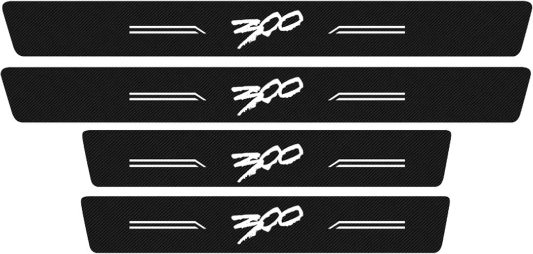 4pcs/Set for Chrysler Door Sill Protector 300/C/ 300S 2005-2023 Door Sill Protector, Carbon Fiber Vinyl Door Sill Trim Scuff Plate (White)