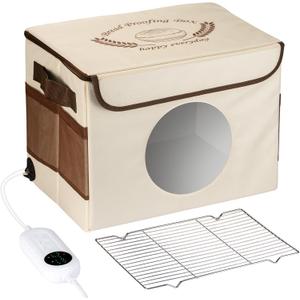 Folding Bread Proofing Box - 86-113℉ Temperature Control & 24H Timer, Dough Proofer with Metal Rack, Foldable Proofing Warming Box for Sourdough, Bread Baking, Pizza, Yogurt