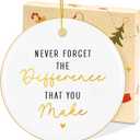 OASSIE Christmas Thank You Gifts for Women - Ceramic Christmas Ornaments 2025 for Tree Decorations - Appreciation Retirement Gifts for Women Boss Coworker Teacher Nurse Friend (White - Difference Gold)