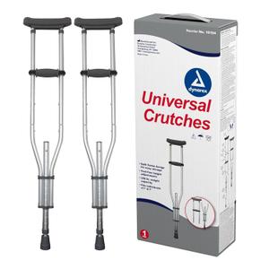 Dynarex Aluminum Universal Crutch, Children to Adult - 4'7" to 6'7", Push-Button Height Adjustment, Cushioned Underarm & Comfortable Hand Grips, 300 lb. Weight Capacity, 1 Pair