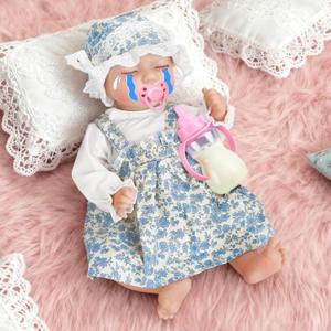 Reborn Baby Dolls -17Inch Newborn Baby Dolls Girl Real Life Baby, Soft Doll Silicone Full Body, Crying, Laughing, Snoring Baby Toys Doll Accessories, Xmas Gift for Girls 3+ (Blue)