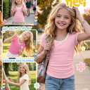 Custoneei 3 Pack Girls Short Sleeve Tees, 3-Color, 11-12 Years