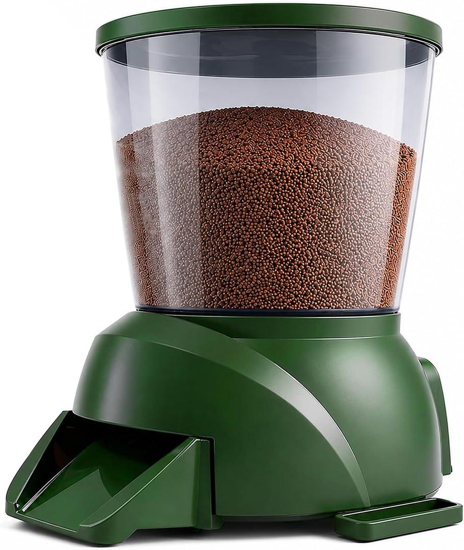 Automatic Pond Fish Feeder | 4.25L Large Capacity, Programmable Timer with Low Battery Alert, Waterproof and Moisture proof
