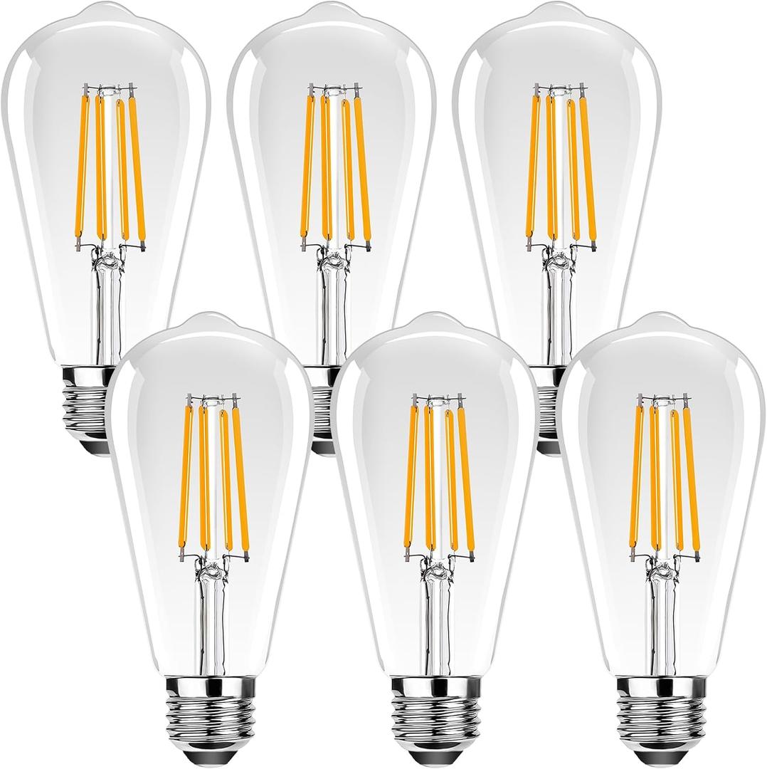 ST19 Vintage LED Edison Bulbs,25W Equivalent Outdoor LED Light Bulbs,Antique LED Filament Bulb E26 Base,2.5W Warm White 2200K,250LM,Non-Dimmable,Clear Glass,6 Pack