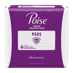 Poise Incontinence Bladder Control & Postpartum Pads - Ultimate Long, Pack of 2 (90 Pcs)