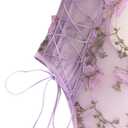 Lilosy Plus Size Women Sexy Lace Up Floral Embroidered Teddy Babydoll Lingerie Bodysuit Top Mesh Sheer One Piece See Through Butterfly Light Purple 3X-Large