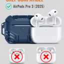 MOBOSI for AirPods Pro 3 Case with Lock, Compatible with AirPod 3rd Gen Cover [Fit for MagSafe], Military Grade Hard Shell for iPods Pro3 with Cleaner Kit & Keychain for Men(2025), Blue