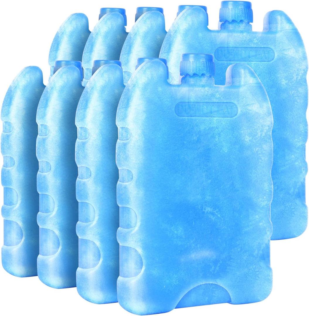 Ice Packs for Lunch Boxes Cooler Tote Bags Reusable Refreezable Cold Slim Large Cheap Hard Protable Icepacks for Bento Shipping Beach Camp Car (5.5" x 3.3" x 1.0", Blue-8p)