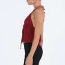 Women Halter Tie Front Tank Tops Y2k Split Flowy Cami Shirt Backless Sexy Going Out Crop Tops (Red, S)