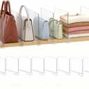 Purse Organizer for Closet Shelf Dividers: 8-Pack Adjustable Clear Acrylic Bag Storage Organizer for Handbags, Sweaters, Towels, Jeans and Shoes on Wood Shelves